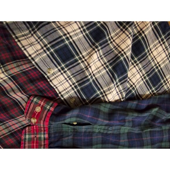 T. Harris of London Gentleman Fit Multi-Plaid Light Flannel Button Men's SZ L - Picture 6 of 7